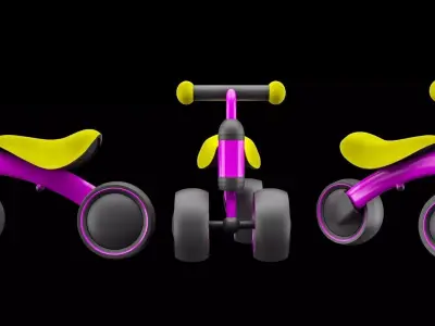 Three Wheel Children Balance Bikes Scooter 3D model