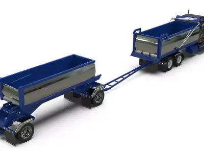 LTL 9000 Sleeper Cab Transfer Dump Truck 3D model