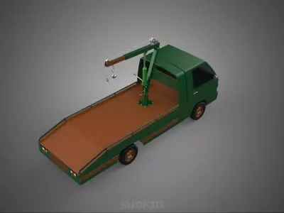 MILITARY ARMY FLATBED LIFTING CRANE HOOK TACTICAL RECOVERY TRUCK 3D model