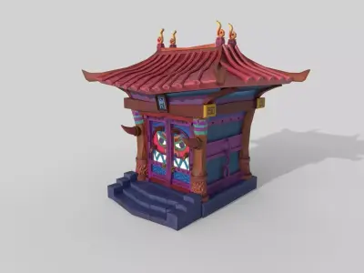 Japanese Temple Low-poly 3D model get