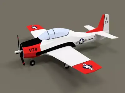 Low Poly T-28 Trojan Training Airplane Low-poly 3D model