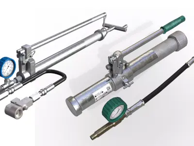 Manual Hydraulic Grease Gun with Pressure Gauge Low-poly 3D model
