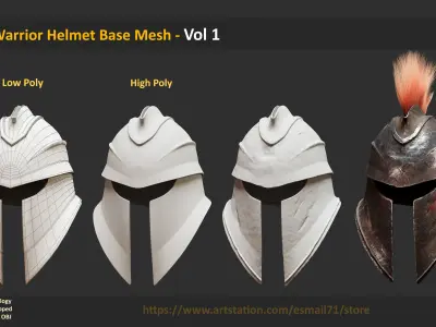 45 Warrior Helmet Base Mesh - Vol 1 Low-poly 3D model