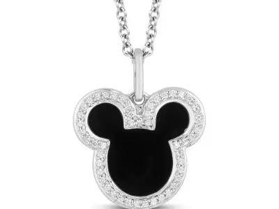 Mickey Mouse Shaped Black Enamel Necklace 3D print model