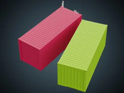 Cargo Container 6 Basic Low-poly 3D model