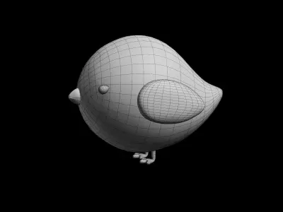 Cute Clay Textured Bird v1 3D model