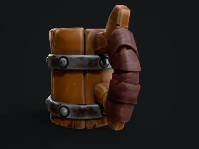 Stylized Wooden Mug Low-poly 3D model