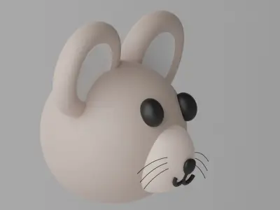 Cartoon Mouse Rat Head 3D model