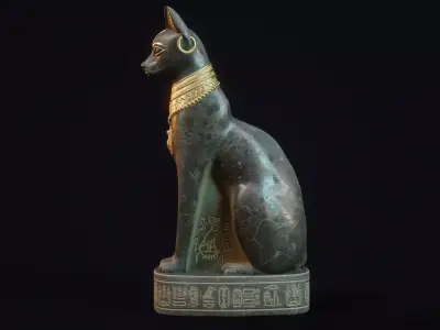 Bastet Statue - Ancient Egyptian Cat Goddess Low-poly 3D model