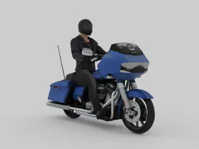 Harley Davidson Roadglide2021 And Biker Ride Pose Free 3D model