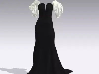 dress heart neckline and drape watermelon slevee Low-poly 3D model