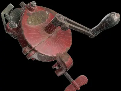 Hand crank bench grinder Low-poly 3D model