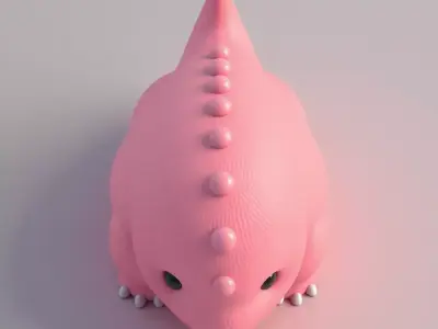 Cute Pink Dino 3D Model LowPoly Soft Texture Chibi Design Low-poly 3D model