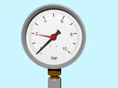Pressure gauge and siphon tube 3D model