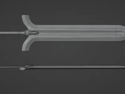 Stylized broad sword Free low-poly 3D model