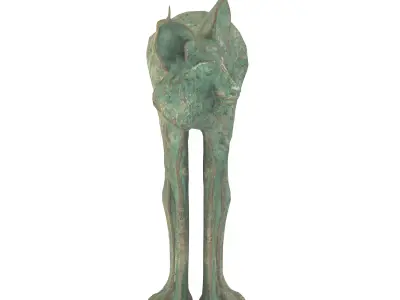 Lynx rusted statues Low-poly 3D model