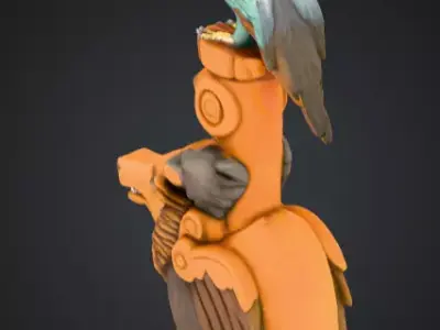 Totem Wilka Ptaka Low-poly 3D model