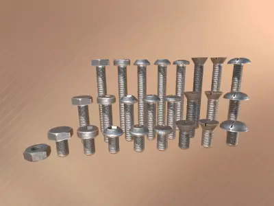 Bolt Set Low-poly 3D model
