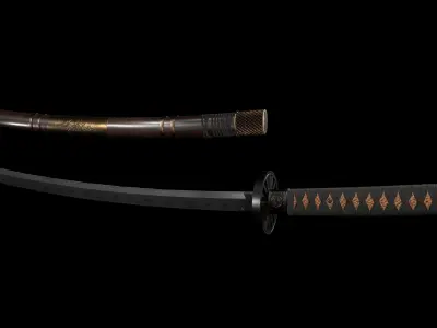 Samurai Katana V2 Low-poly 3D model