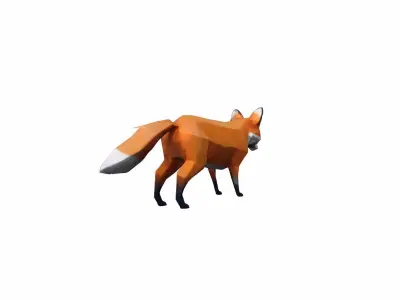Red Fox Animal In The Natural Nice Chair 3d Render 3D model