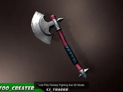 Fantasy Axe Collection Pack Low-Poly 3D Model