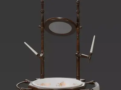 Victorian Wash Basin Wood Low-poly 3D model