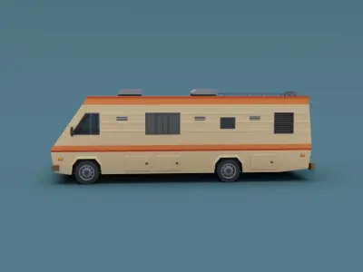 Stylized Motorhome Classic  80s Low-poly 3D model