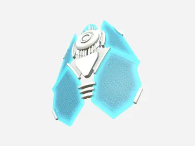 SciFi Shield A02 White Blue - Sci Fi Weapon Design Low-poly 3D model