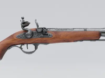 Pirate Flintlock Pistol Low-poly 3D model