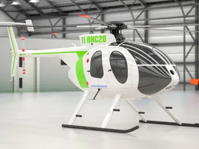 MD 500E Light Utility Civilian Helicopter 3D model