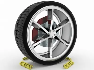 ORTAS CAR WHEEL RIM 106 GAME READY WHEEL RIM TIRE 3D model