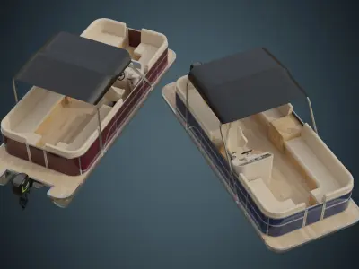 Pontoon Boat 1A Low-poly 3D model