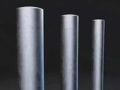 Metallic Cylinder Bollard Set Low-poly 3D model