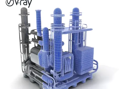 Industrial Refinery Equipment D Model Pack Low-poly 3D model