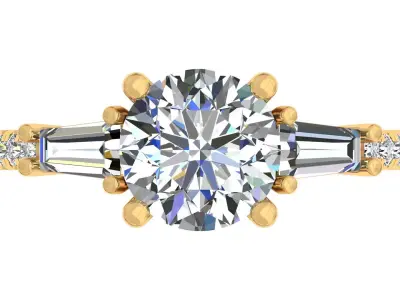 2carat Round And Bauggate Stone Engagement Ring 3D print model purchase