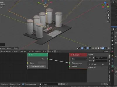 Water Tank Fuel Plant Low-poly 3D model