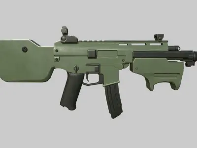 Assault rifle Low-poly 3D model 5