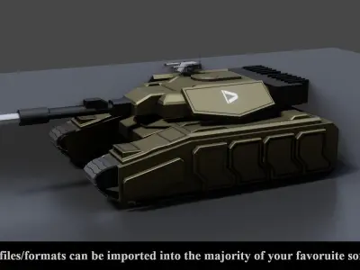 Sci Fi Military Tank - Low poly - Game Ready Low-poly 3D model