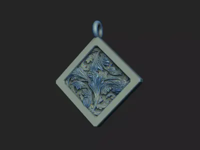 square-charm royal-vintage pendant 3D print model