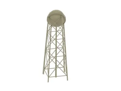 Water Tower Tan Low-poly 3D model