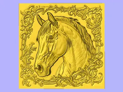 STL FILE CABECA DE CAVALO EM MOLDURA FLORIDA 3D model