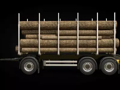 Timber 2 Axle Trailer 3D model