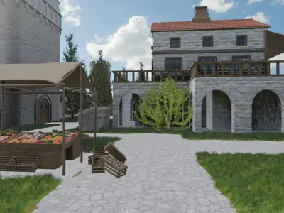 Walled Medieval Settlement 3D model
