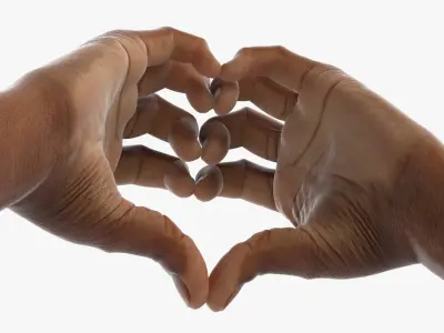 Black Male Hands in Heart Symbol Pose 3D model
