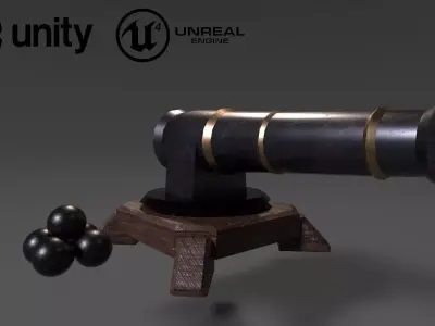 Cannon Low-poly 3D model 19