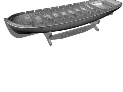 Longboat 100 Scale  3D Printable Model for Ship Dioramas 3D model