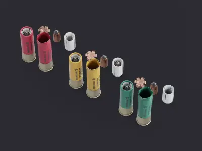 12 Gauge Sabot Slug Ammunition Collection 3D Model Pack