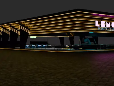 Sci-Fi Cyberpunk Bumper Cars Arena - Theme Park Ride 3D Model Low-poly 3D model