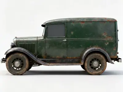 Realistic 30s Delivery Panel Van 3d model Low-poly 3D model