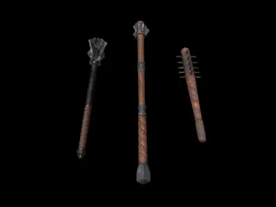 Mazze medievali Low-poly 3D model